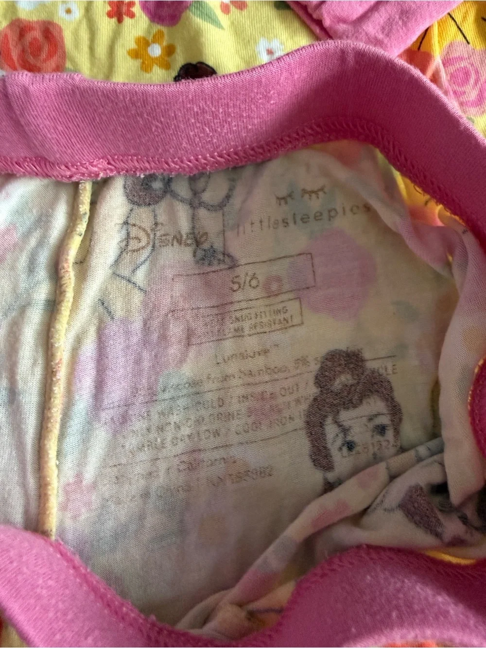 Little Sleepies x Disney Princess Belle Pajamas Beauty and the Beast Yellow 5/6